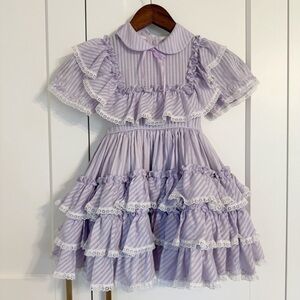 LILO OF CALIFORNIA Girl’s 5 Vintage Ruffle Purple Stripe Pageant Dress Lavender